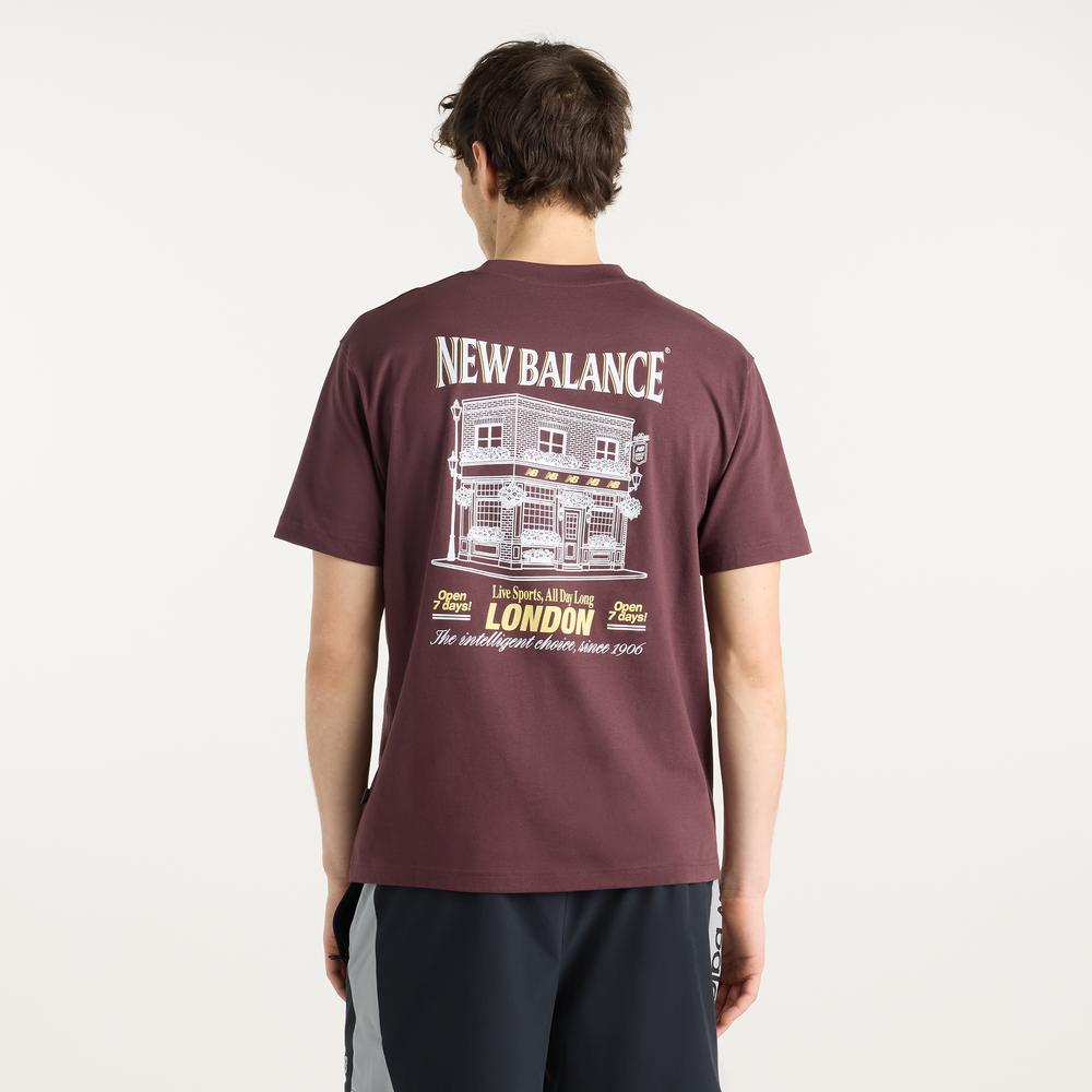 Pánske tričko New Balance Grab a Bite London T-Shirt – bordová