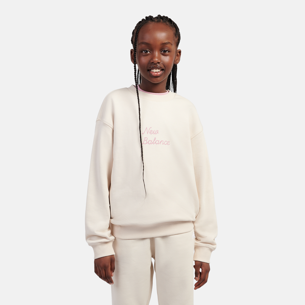 Detská mikina New Balance LAKG0203BIS – béžové