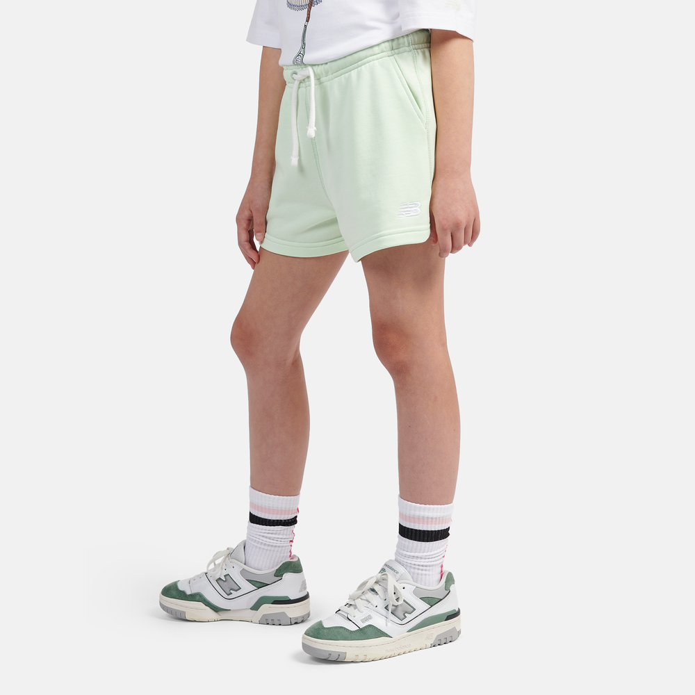 Detské šortky New Balance LAKG0006MEW – mätové