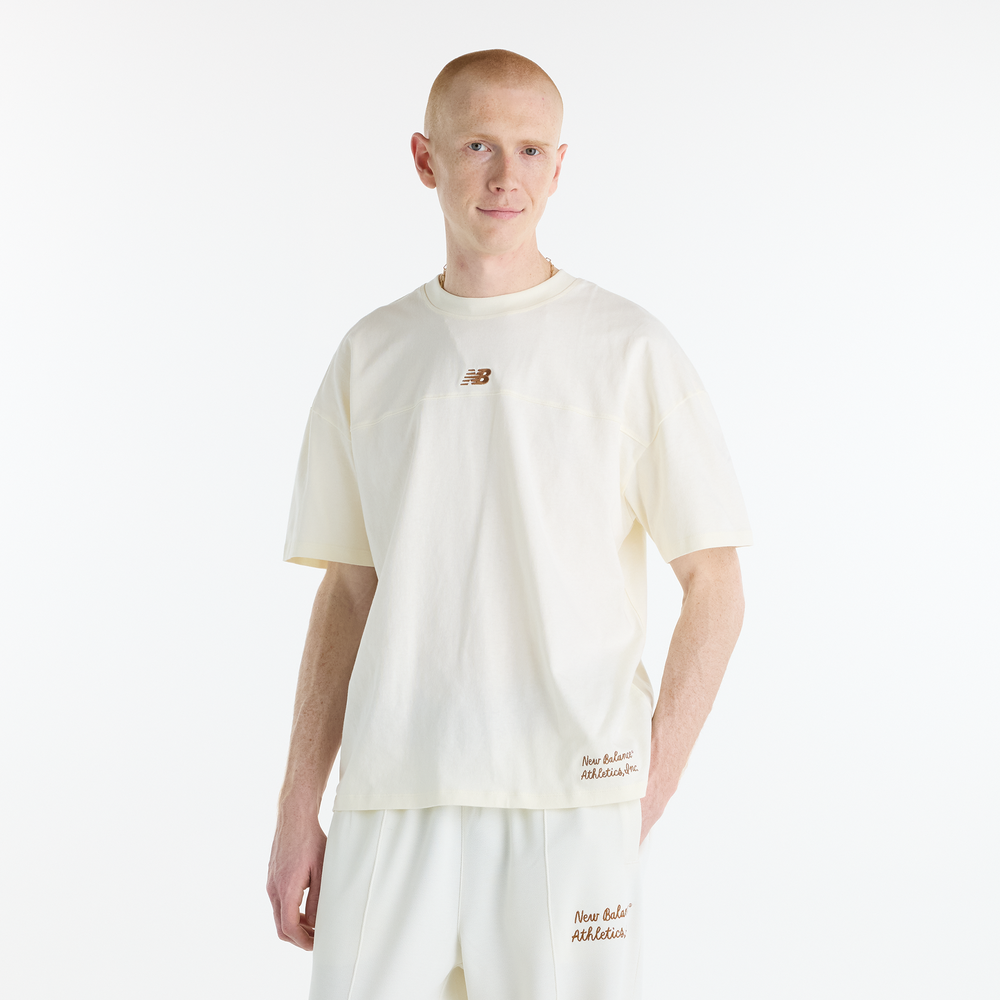 Pánske tričko New Balance MT62L4FVAGA – béžové