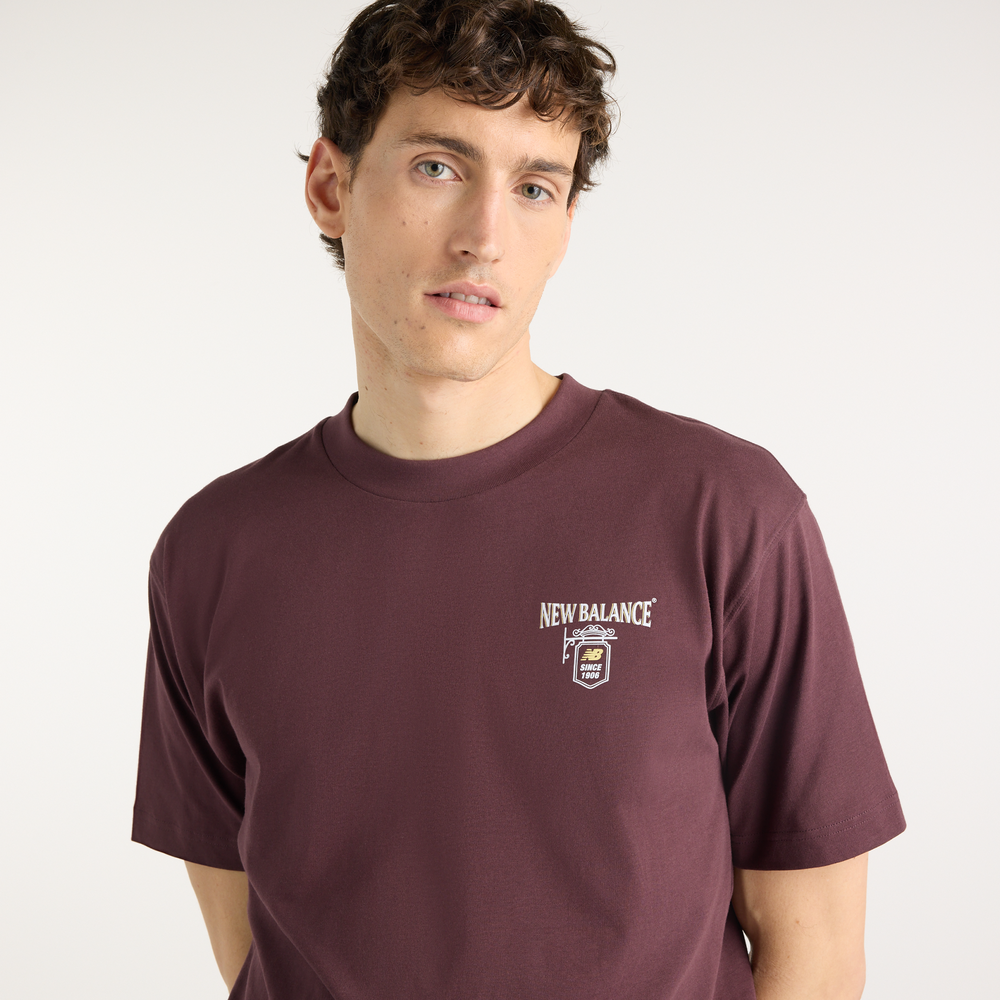 Pánske tričko New Balance Grab a Bite London T-Shirt – bordová