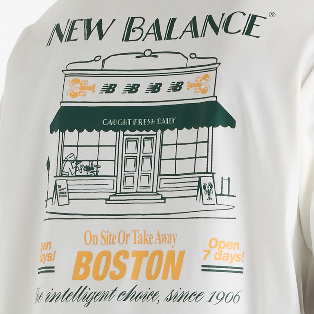 Pánske tričko New Balance Grab a Bite Boston – biele