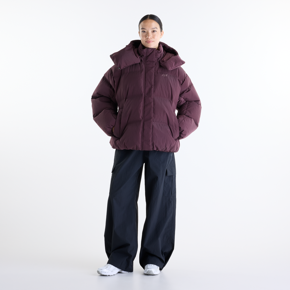 Dámska bunda New Balance Premium Puffer – bordová