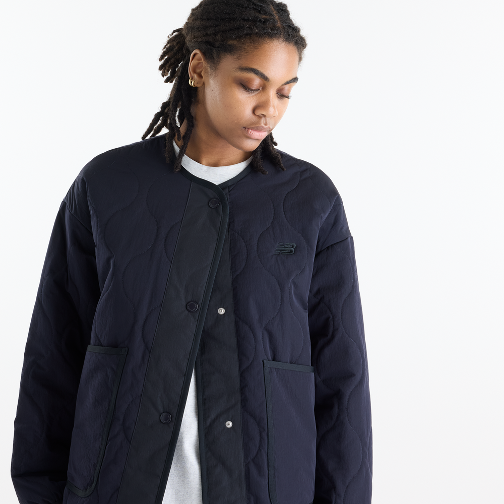 Dámska bunda New Balance Quilted Bomber – tmavomodrá
