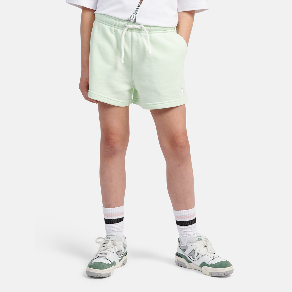 Detské šortky New Balance LAKG0006MEW – mätové