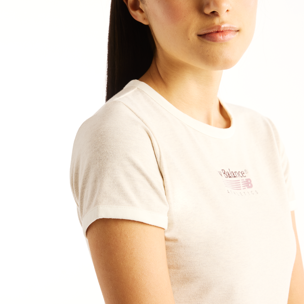 Dámske tričko New Balance Trackside Ringer T-Shirt – béžové