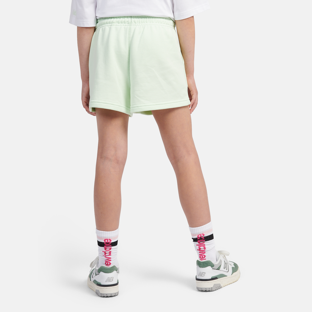 Detské šortky New Balance LAKG0006MEW – mätové