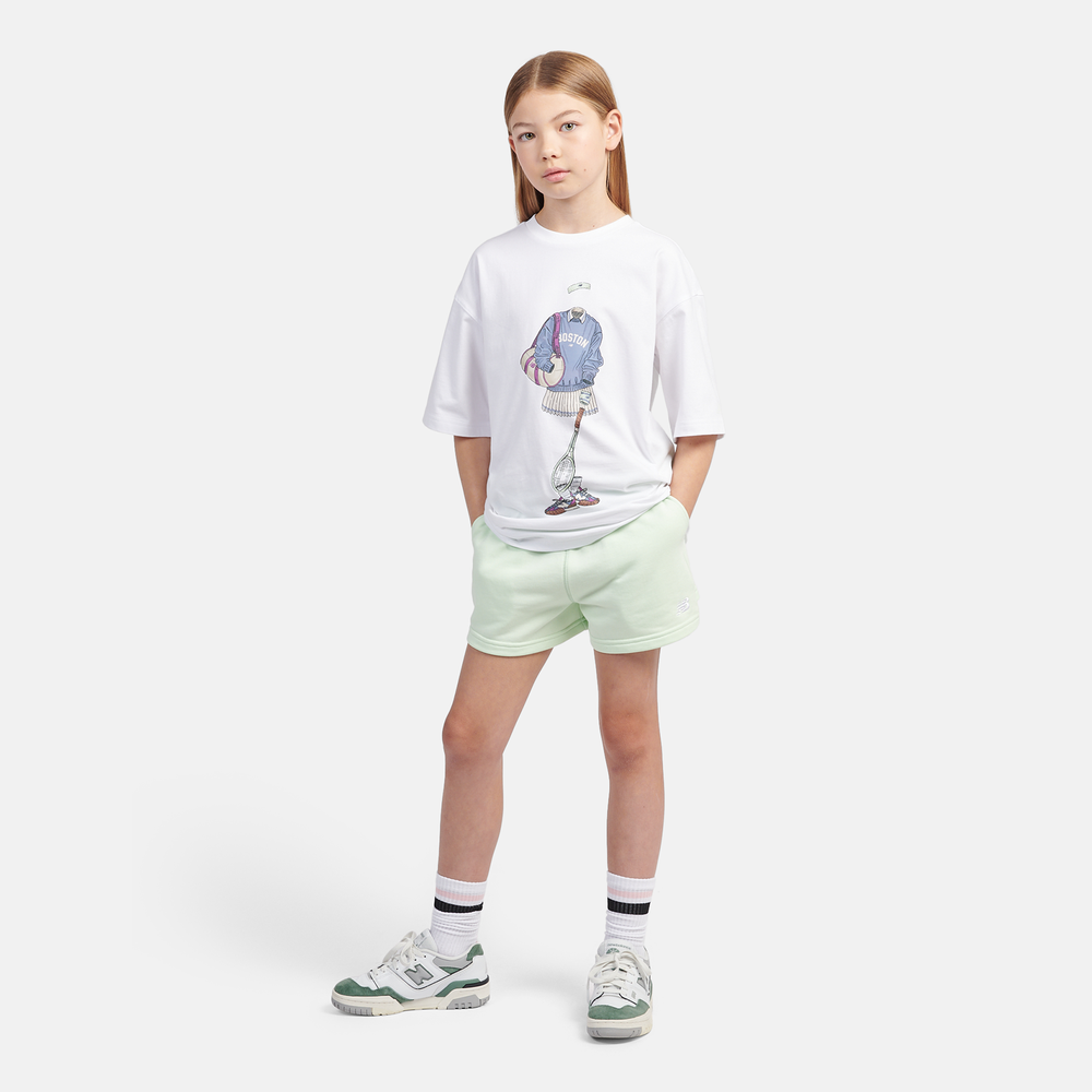 Detské šortky New Balance LAKG0006MEW – mätové