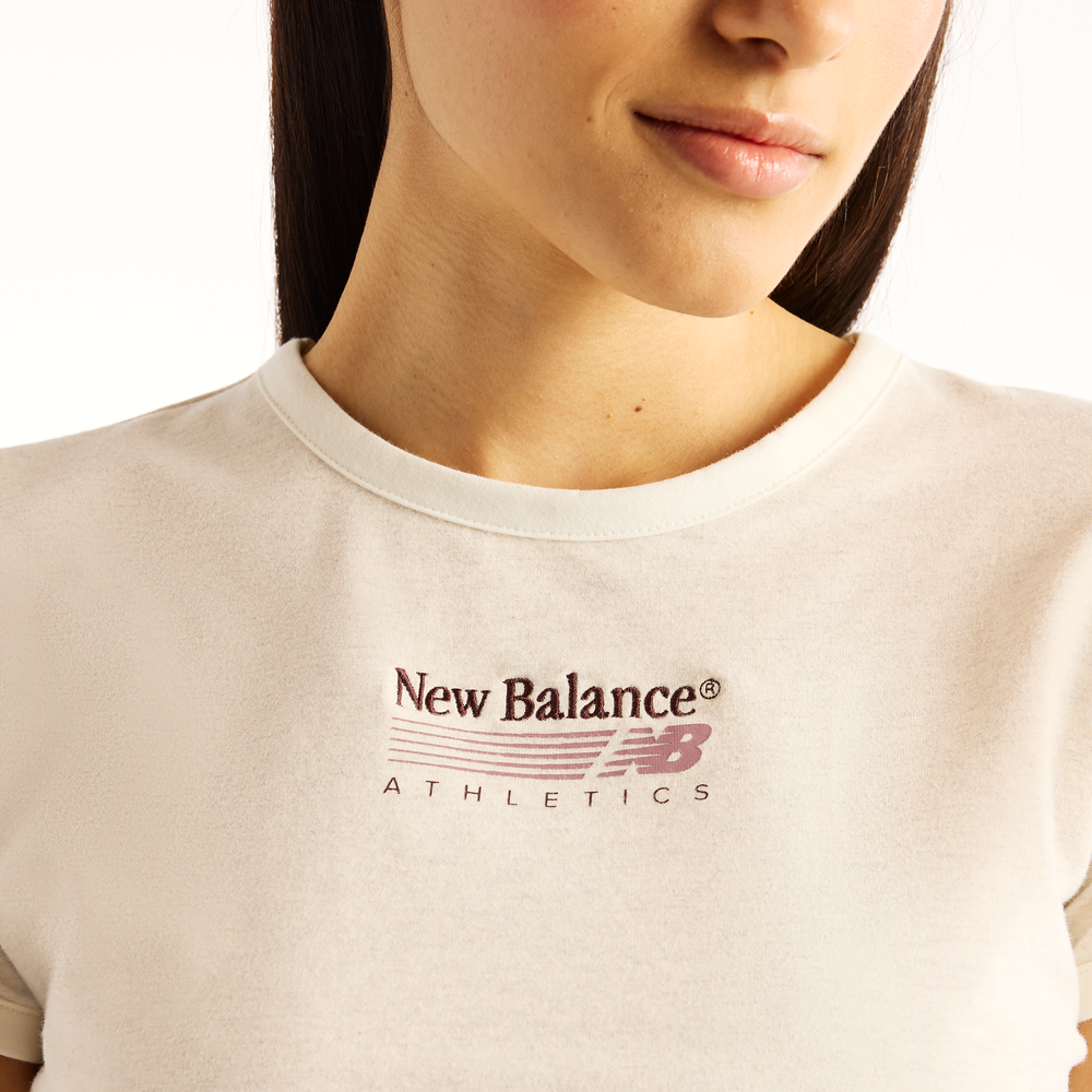 Dámske tričko New Balance Trackside Ringer T-Shirt – béžové