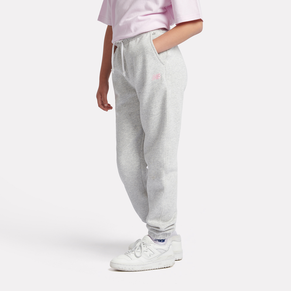 Detské nohavice New Balance LAKG0058AHH – sivé