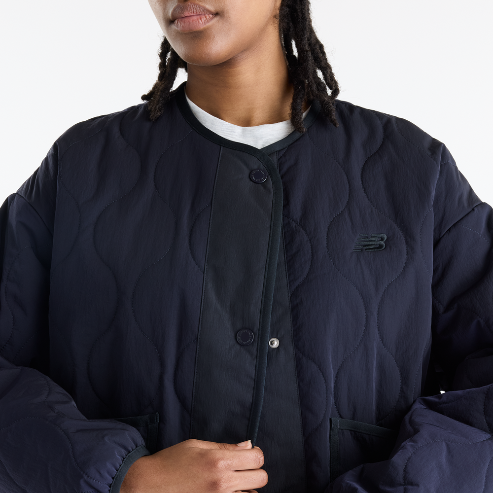 Dámska bunda New Balance Quilted Bomber – tmavomodrá